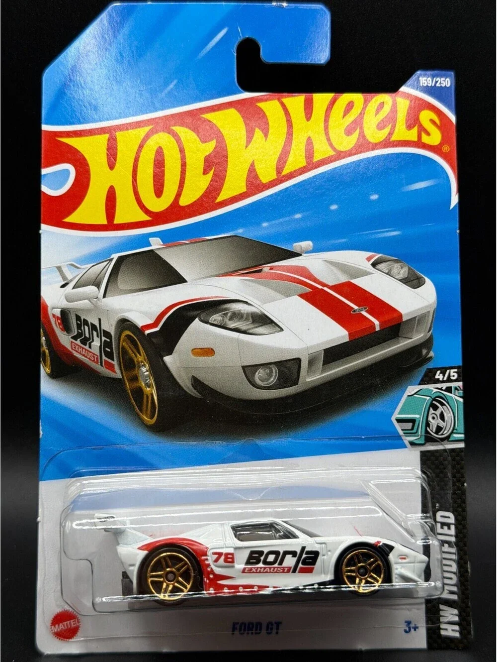 Hot Wheels Ford GT Borla White Red Gold HW Modified 159/250 Diecast Car New